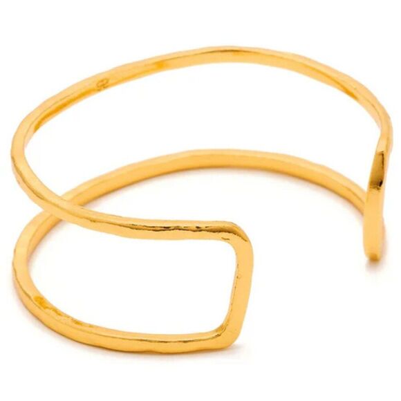 NWT Gorjana Teagan Cuff 18K Gold Bracelet Bangle Think Boho Stack Layer Feminine - Picture 1 of 11